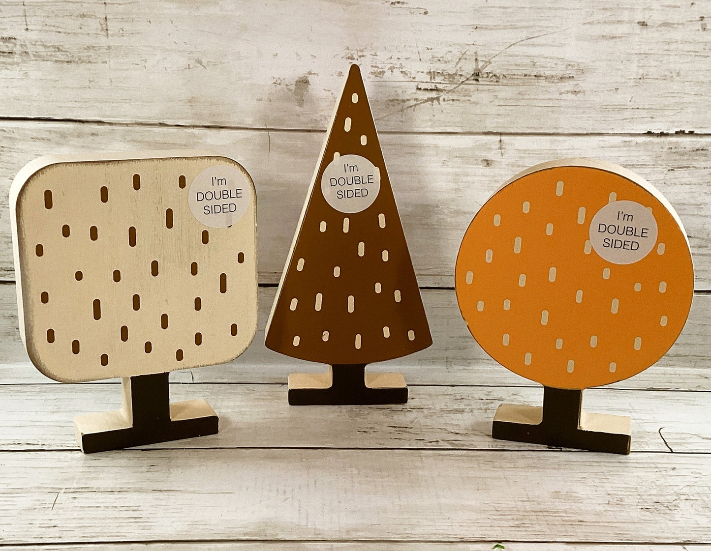 Adams Fall Decor - Chunky Wood Reversible Trees 3pc Set