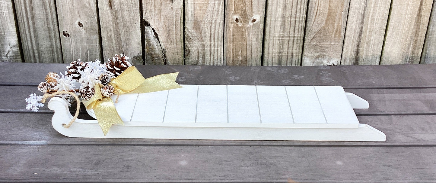 AGD Christmas Decor - Snowflakes on Sled Mantle Centerpiece 24inch