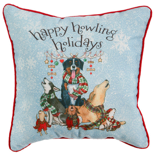 Raz Imports Christmas Decor - Happy Howling Holidays Doggie Pillow
