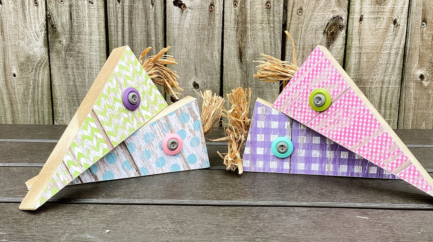 AGD Easter Decor - Reversible Chunky Wood Carrot Runny Rabbit 8pc