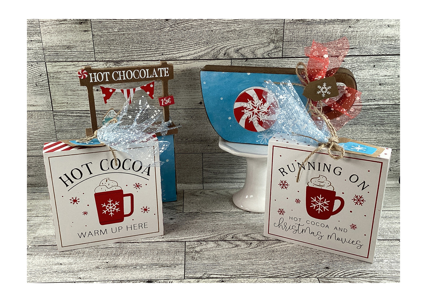 AGD Christmas Decor - Hot Chocolate Booth Tier Tray 4pc Set