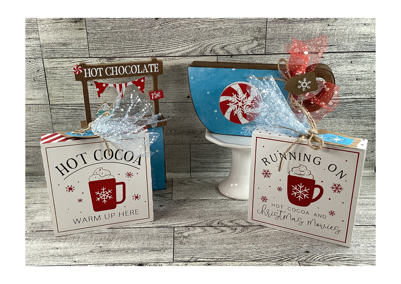AGD Christmas Decor - Hot Chocolate Booth Tier Tray 4pc Set