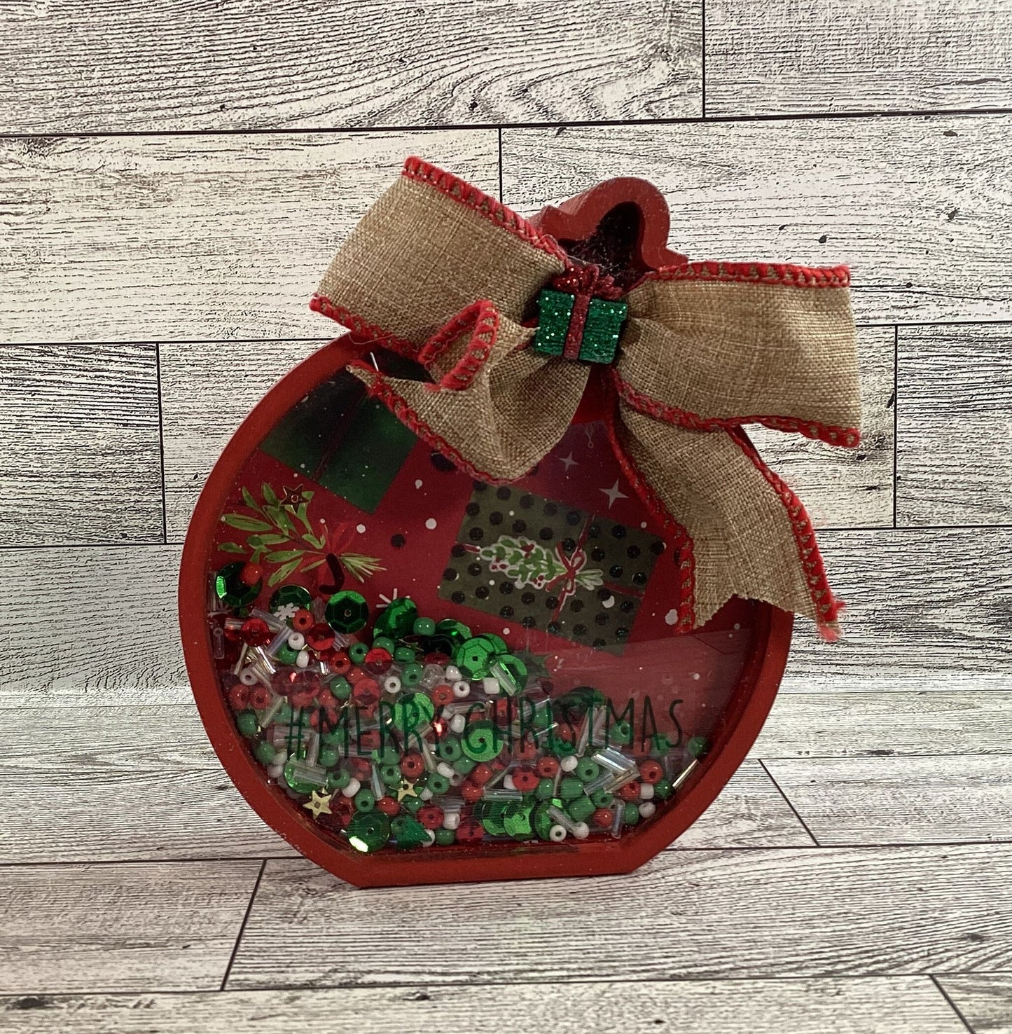 Christmas Decor -  Ornament Shape Chunky Wood Dry Shaker 2pc Set