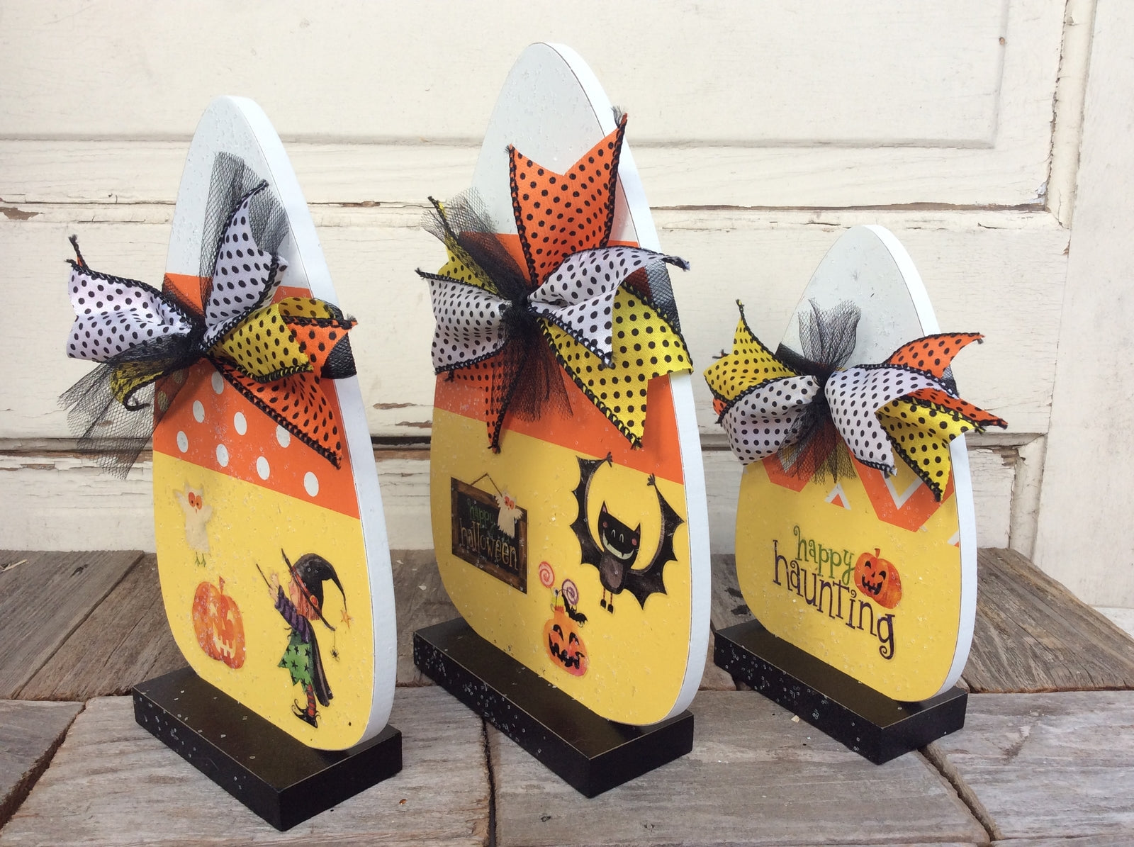 AGD Halloween Decor - LG Candy Corn Cute Witch 3pc Set