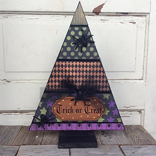 AGD Halloween Decor - Spiders Wood Slat Table Top Tree