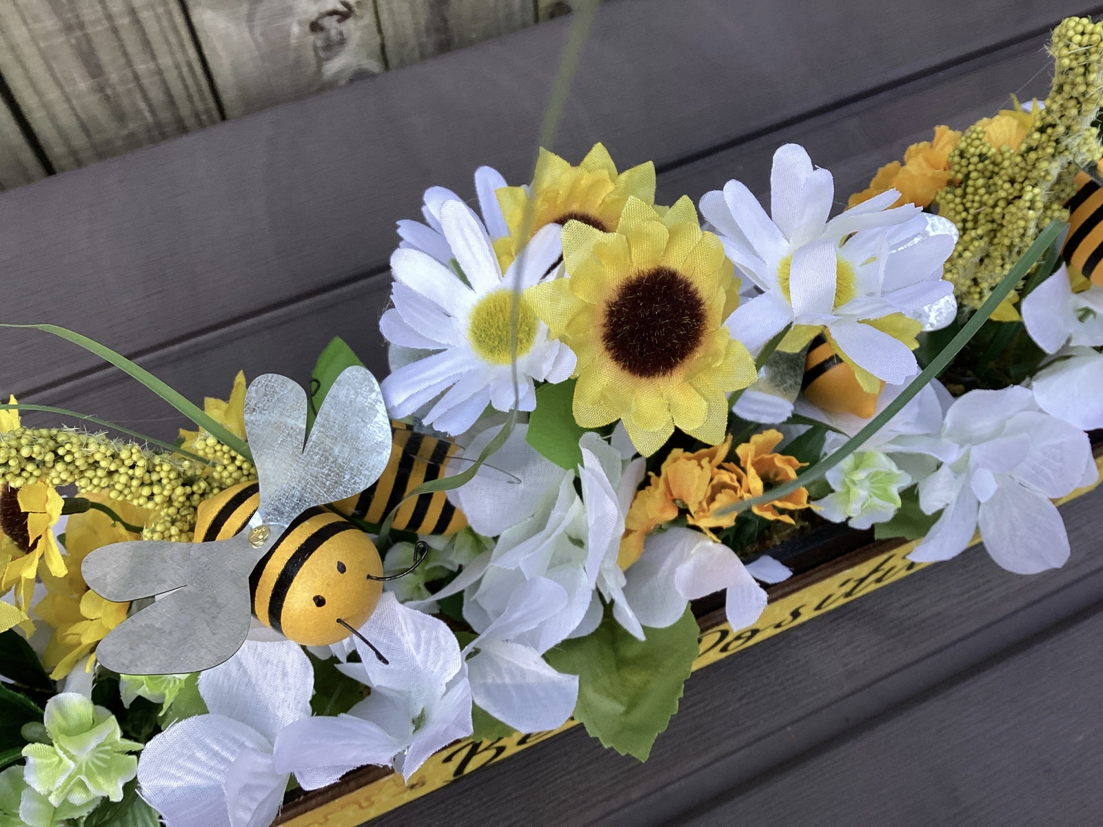 AGD Spring Decor -  Summer Bee Kind Positive Reversible Floral Display