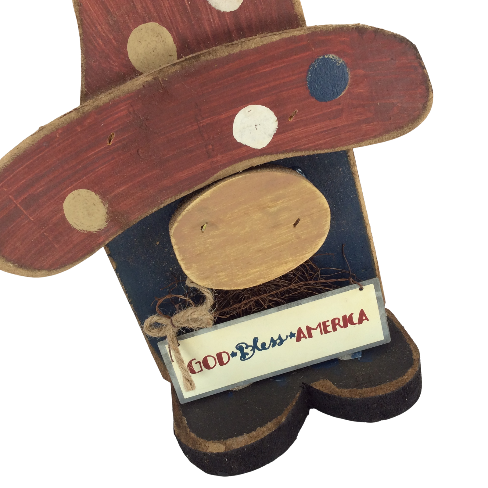 AGD Patriotic Decor - Primitive Chunky Wood Standing Gnome 15inch tall