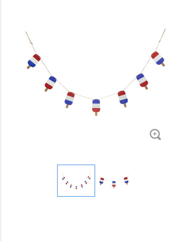 HL Patriotic Decor - Ice Popsicle Red White Blue Chipboard Garland 6ft