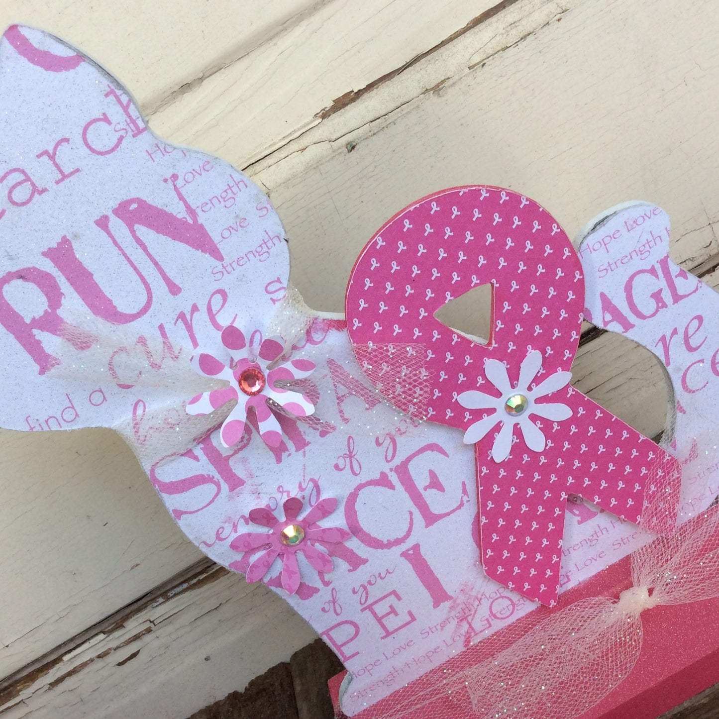AGD Home Decor - Cancer Believe Cure Run Ribbon Cat Display