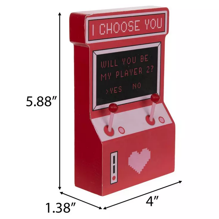 HL Valentines Decor - 80's Pinball Arcade Game Chunky Wood Sitters 2pc