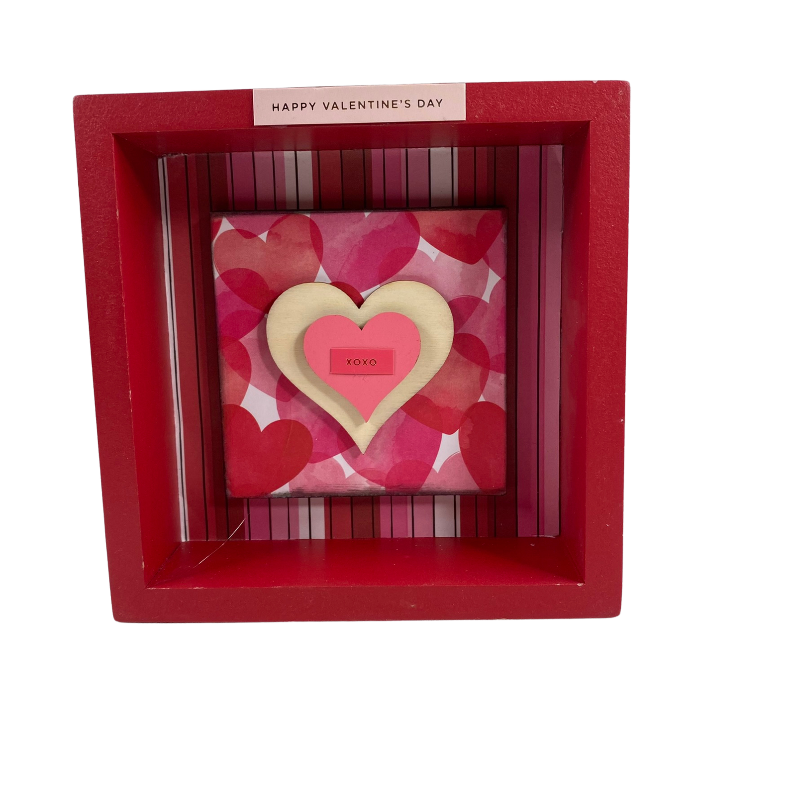 AGD Valentines Decor - XOXO Happy Valentines Love Reversible Box Inset Sign