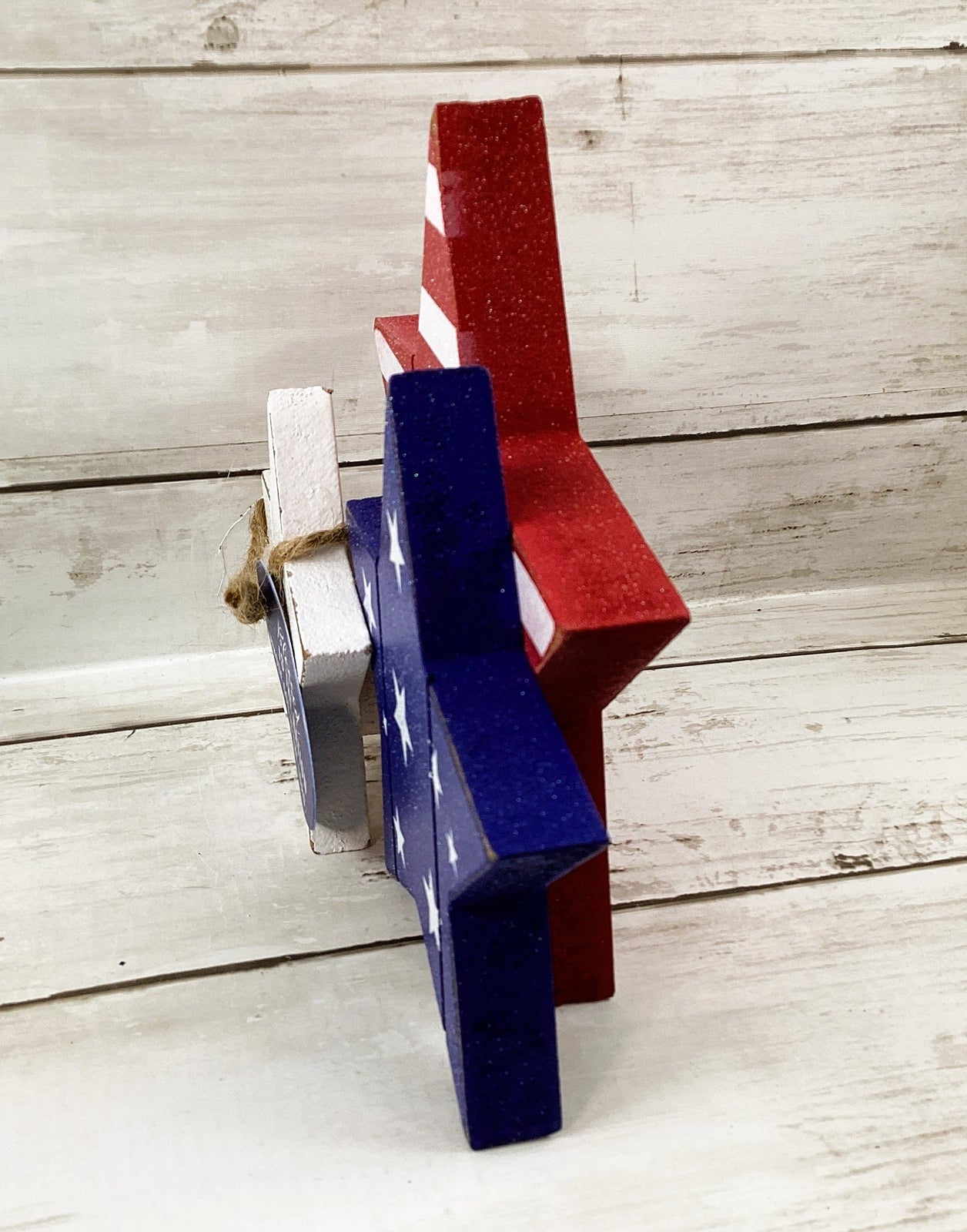 AGD Patriotic Decor - Blessed National God is Lord Wood Stars