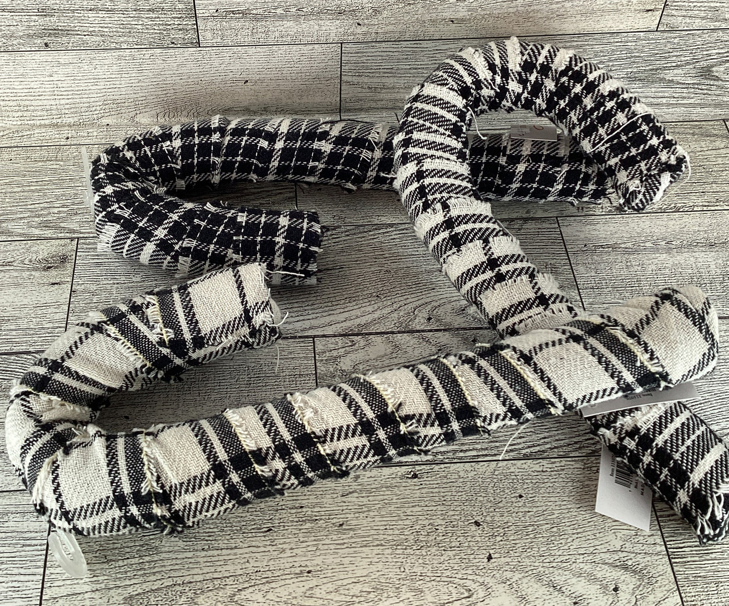 PBK Christmas Decor - Black White Plaid Fabric Candy Canes 12pc Set