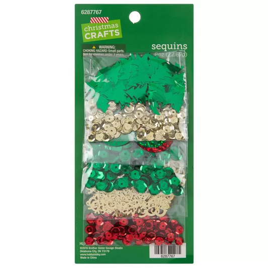 HL Christmas Craft Supply  - Red White Green Gold Sequin Confetti