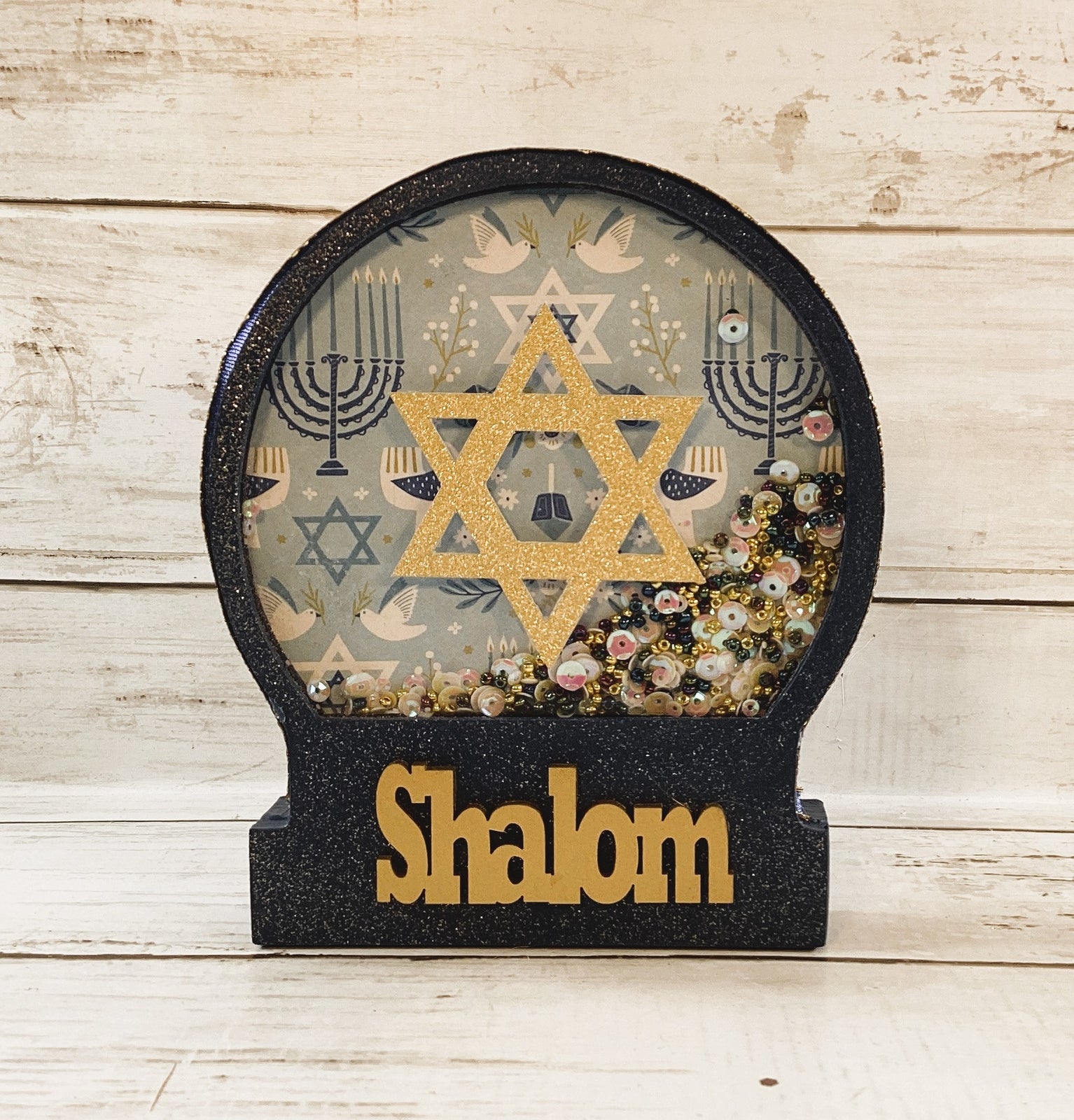 AGD Jewish Decor - Hanukkah Star of David Shalom Snowglobe