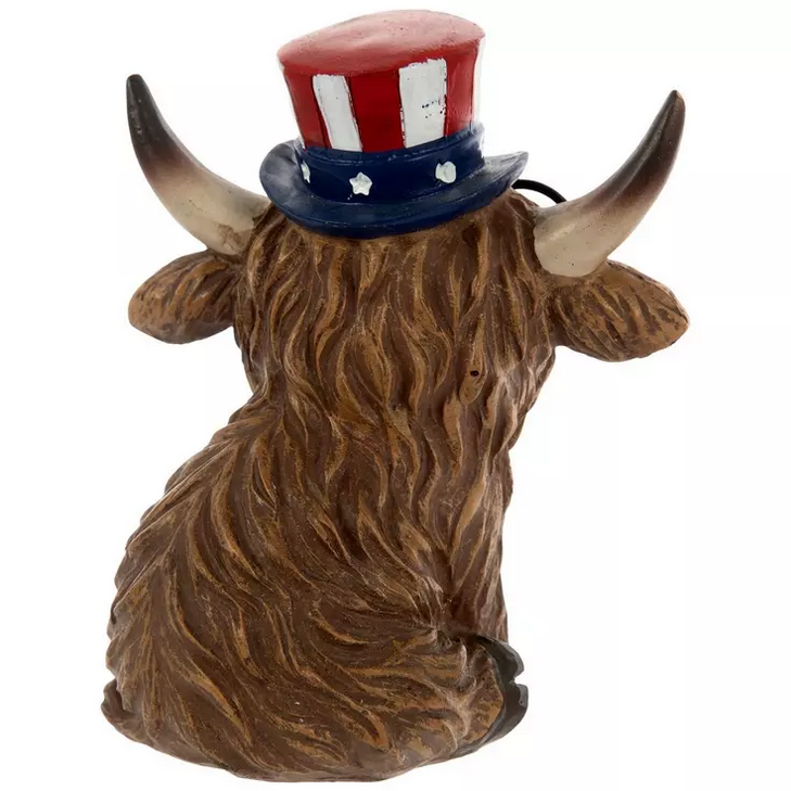 HL Patriotic Decor - July 4th Resin Highland Cow Couple Figurine 2pc