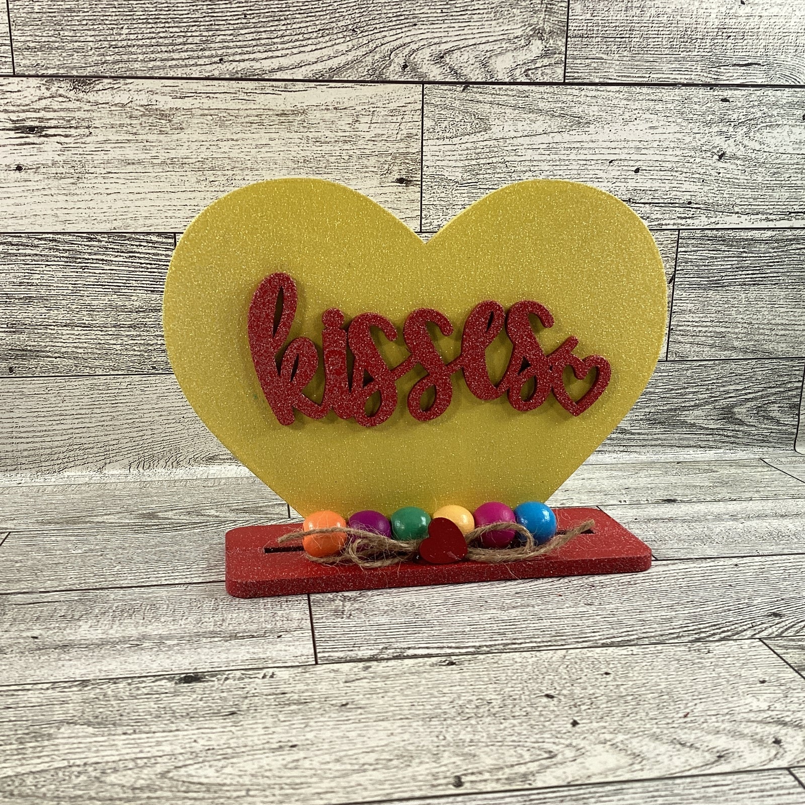 AGD Valentines Decor - Conversational Hearts Painted Layer Wood Sitters 6pc Set