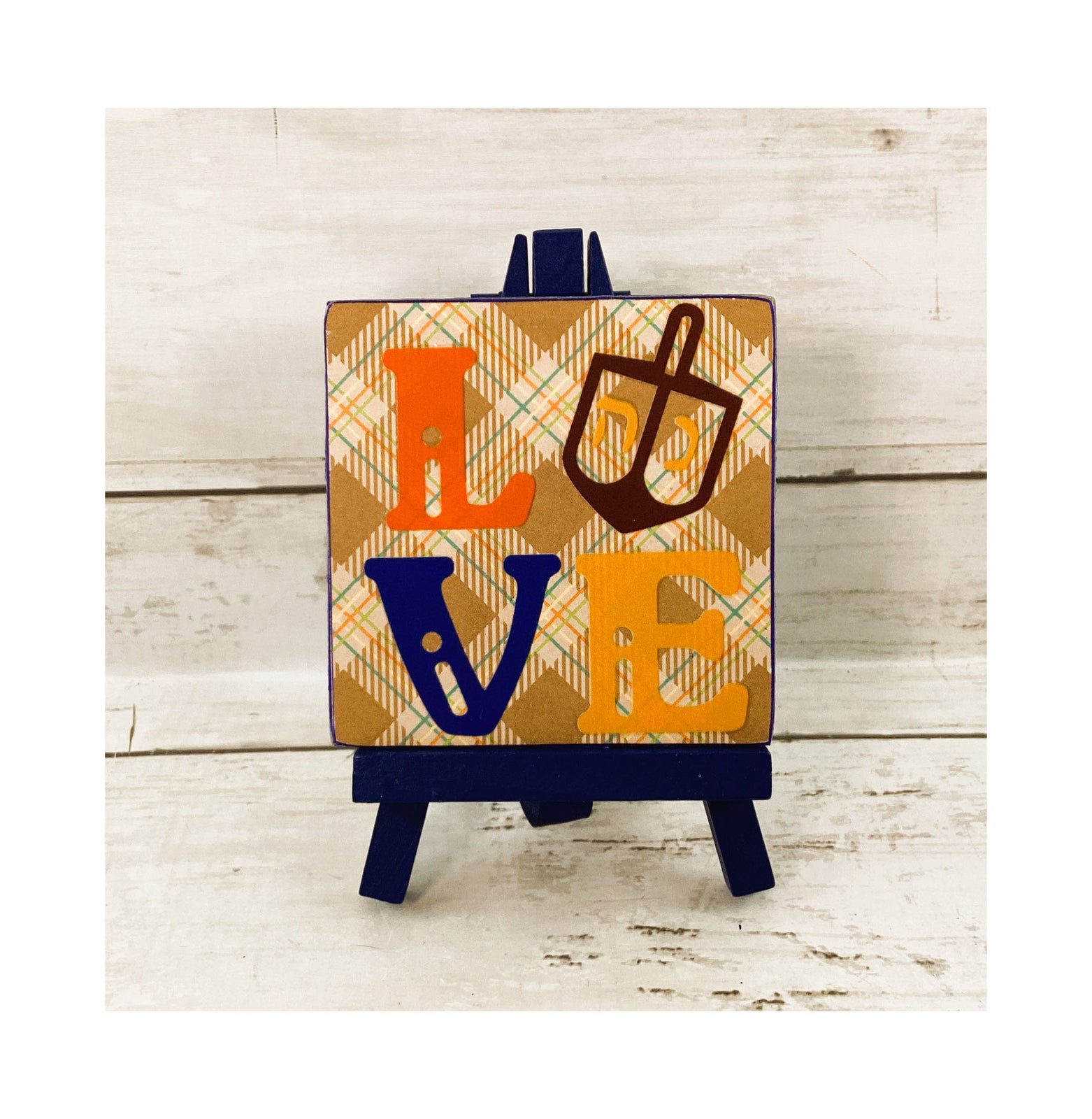 AGD Jewish Holiday - Love Hanukah Dreidel Small Easel Sign