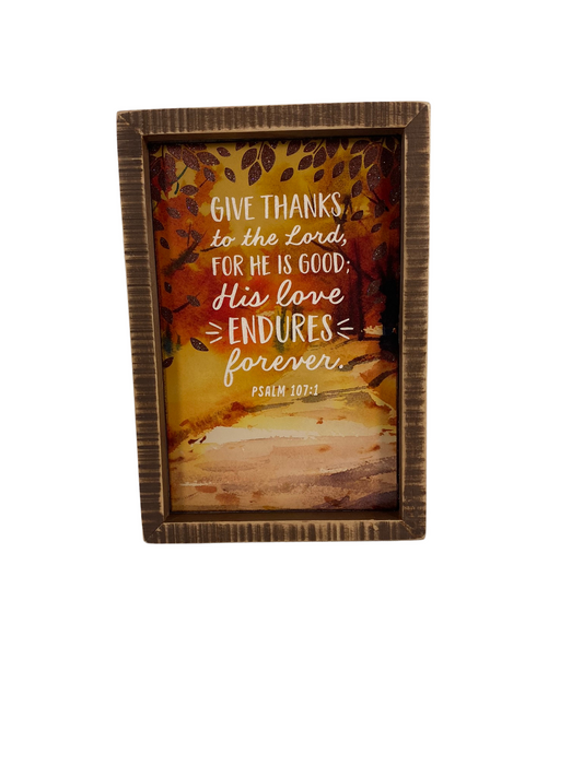 AGD Fall Decor - Give Thanks To The Lord His Love Endures Inset Sign