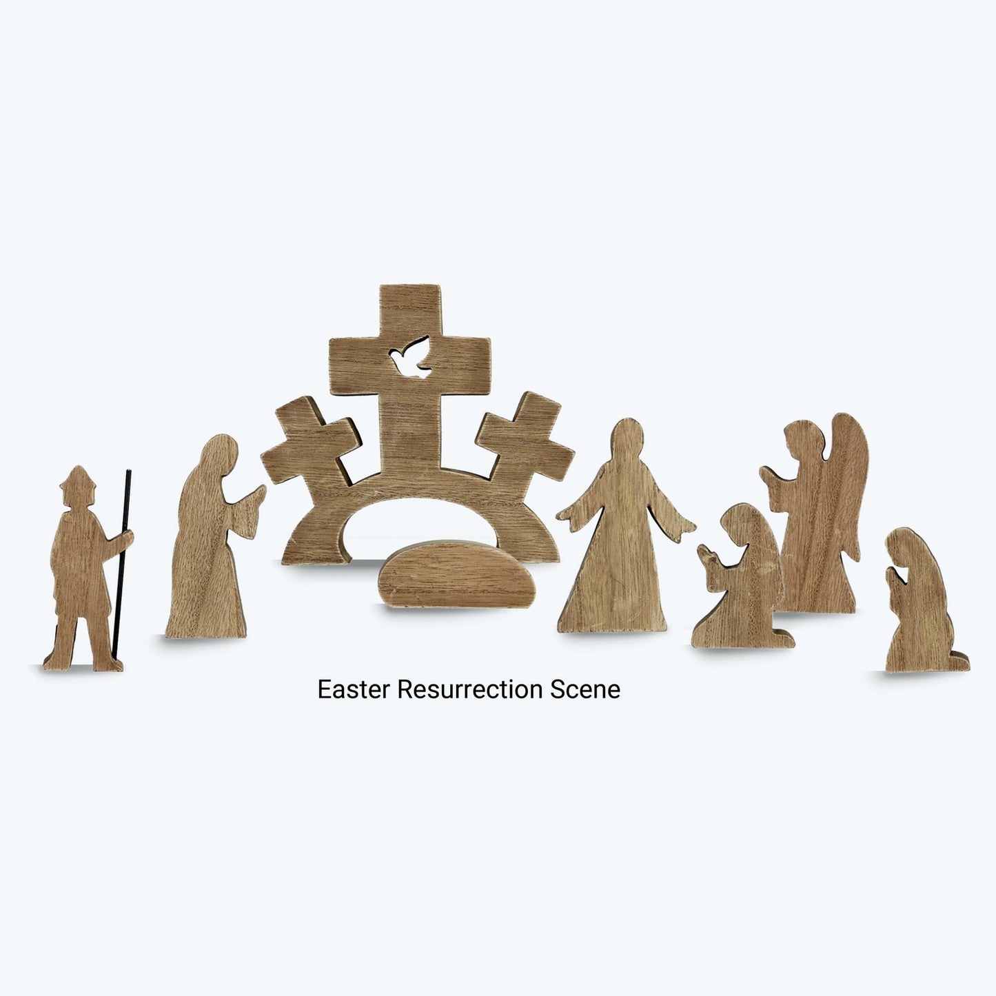 Youngs Easter Decor - Prim Natural Wood Resurrection 8pc Set