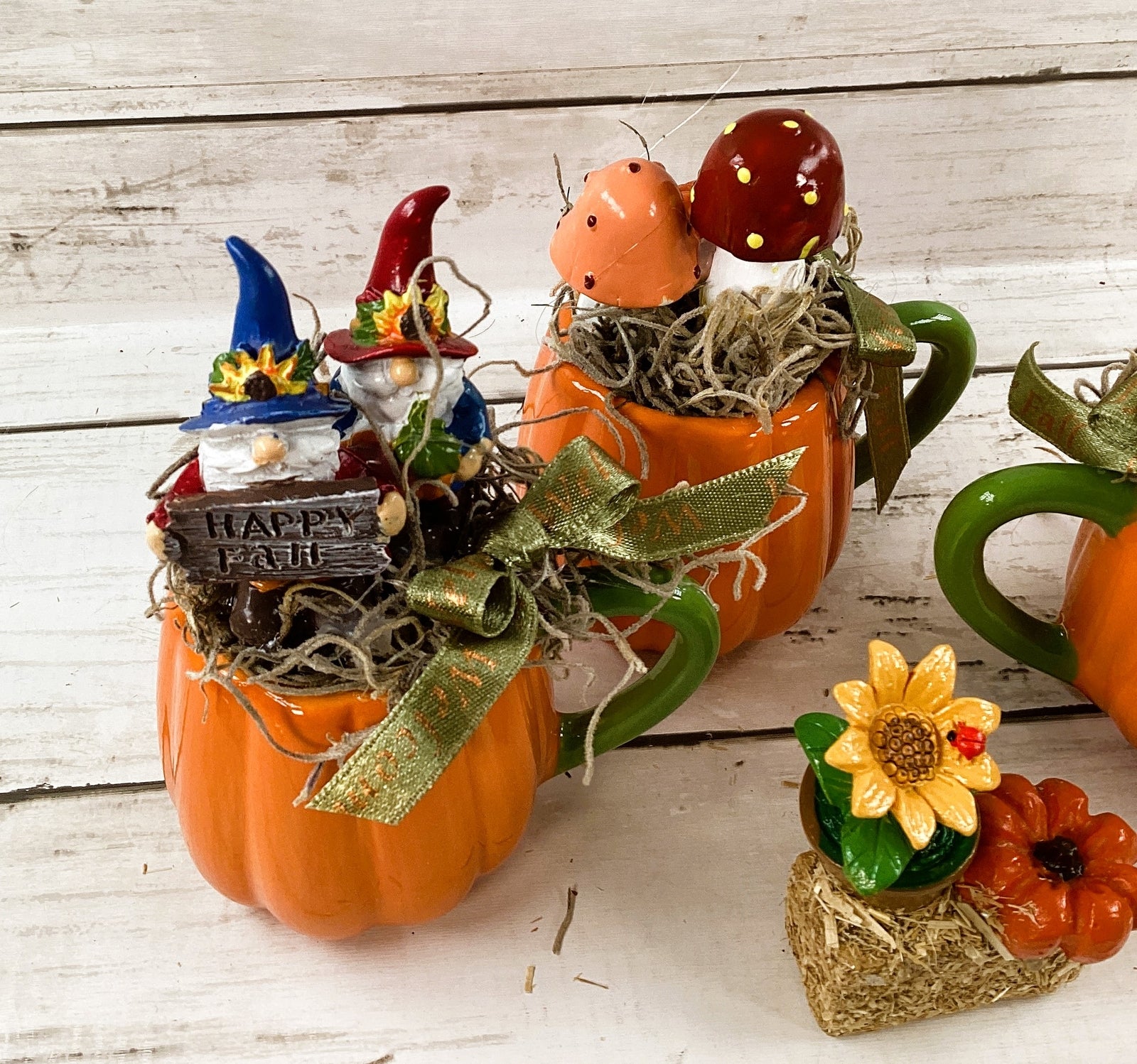 AGD Fall Decor - Small Espresso Pumpkin Coffee Cup Gnome Display 4pc
