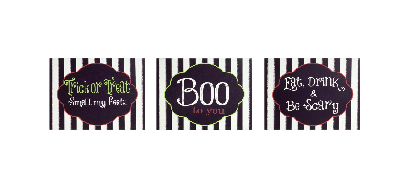 Melrose Halloween Decor  - Table Top Box Signs Boo Trick Treat Scary 3pc. #61234