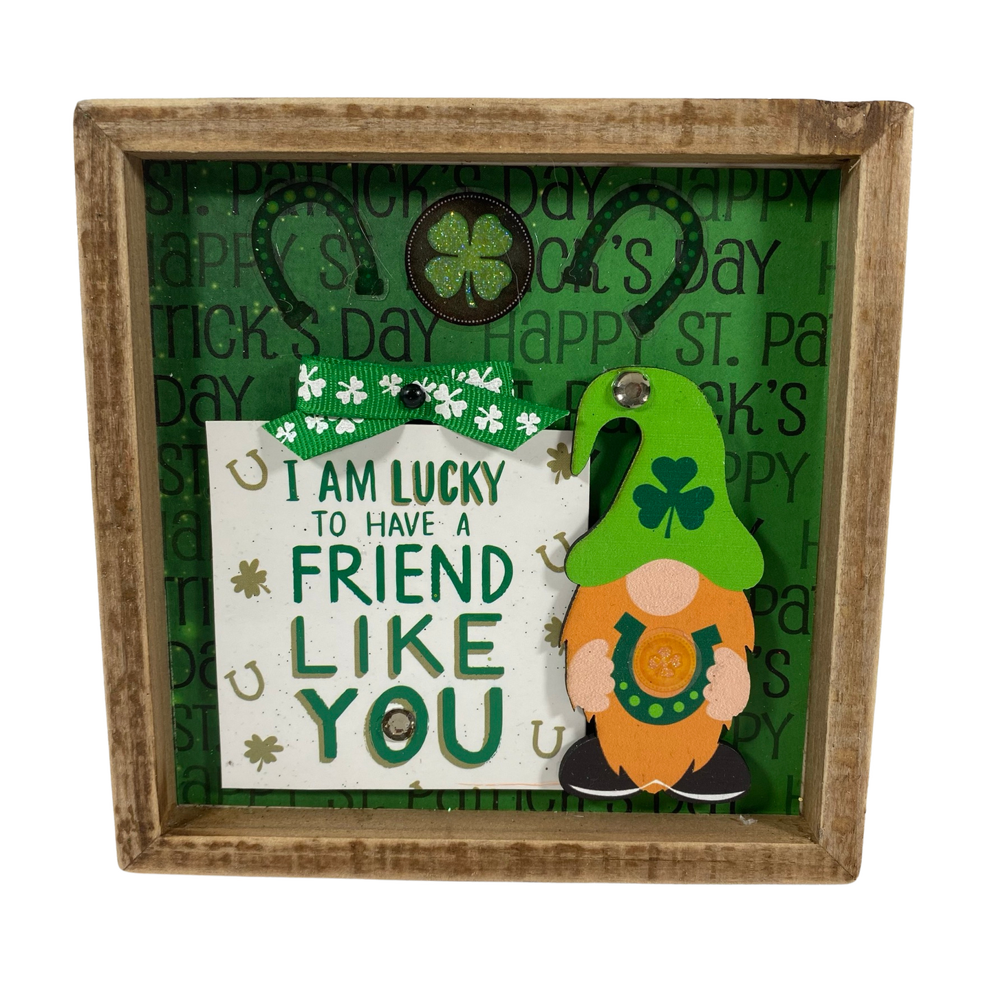 AGD St Patrick's Decor - Lucky Friend Like You Gnome Inset Sign