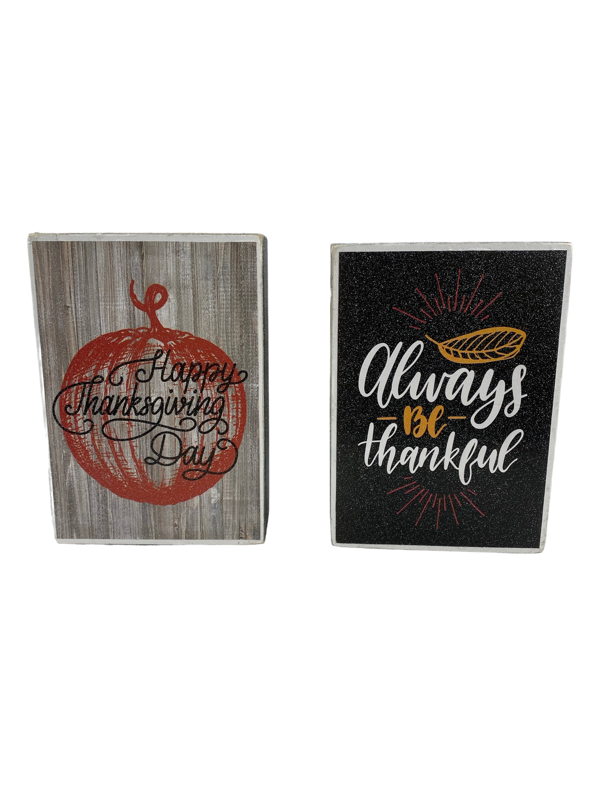 AGD Fall Decor - Always Thankful Happy Thanksgiving Reversible Box Signs 2pc