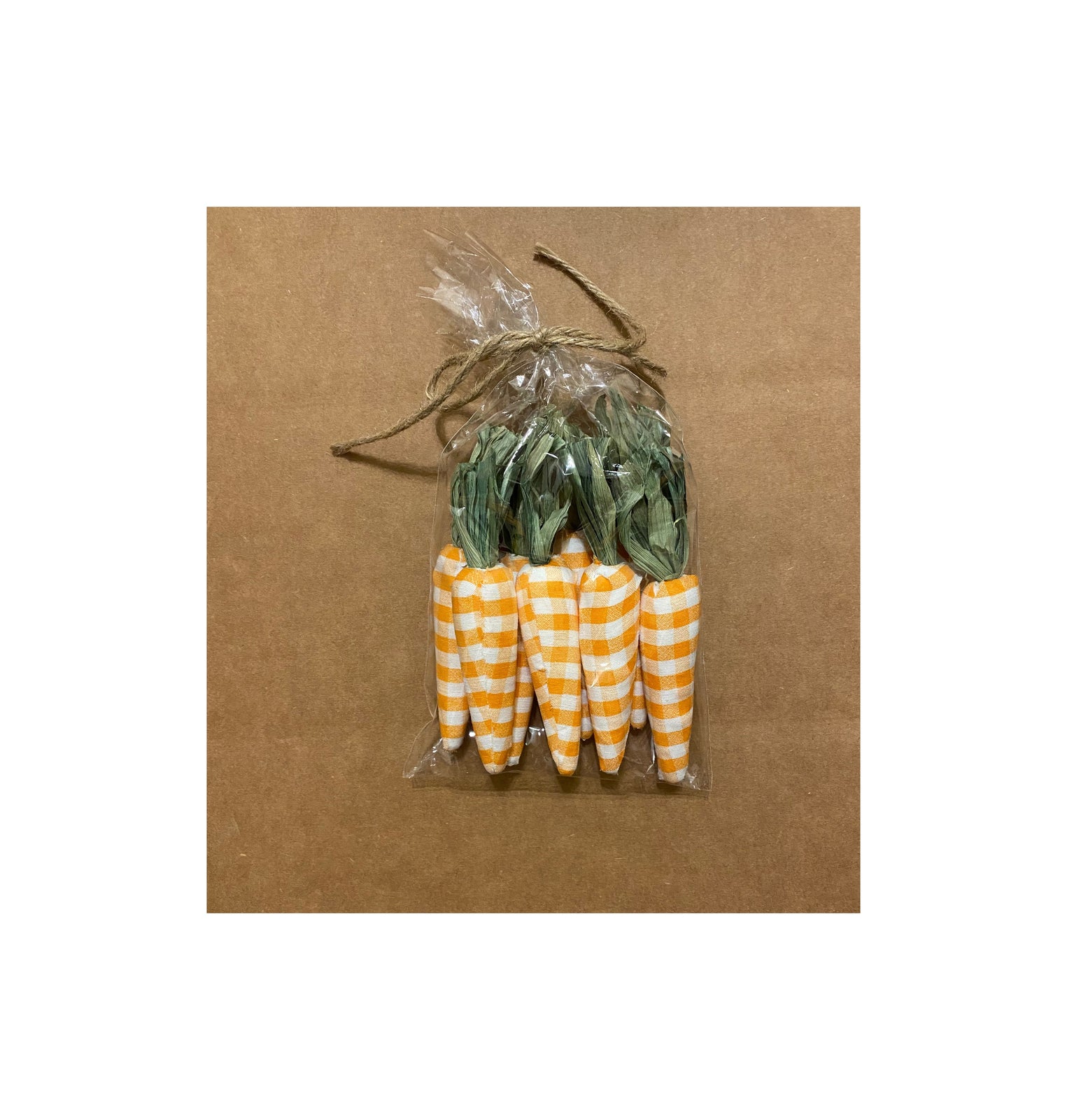 Easter Decor - Orange White Gingham Plaid Carrots 8pc Set