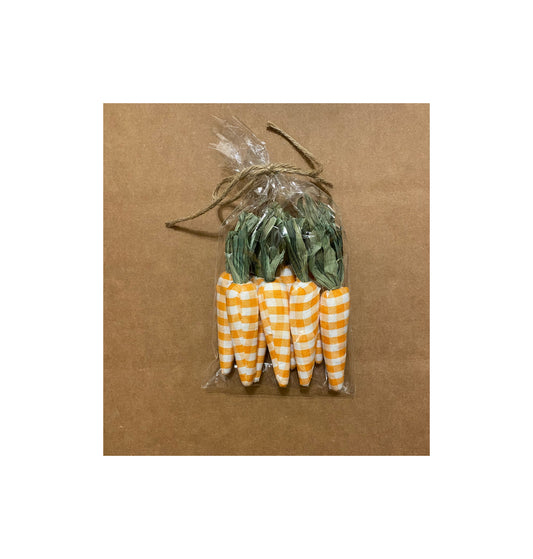 Easter Decor - Orange White Gingham Plaid Carrots 8pc Set