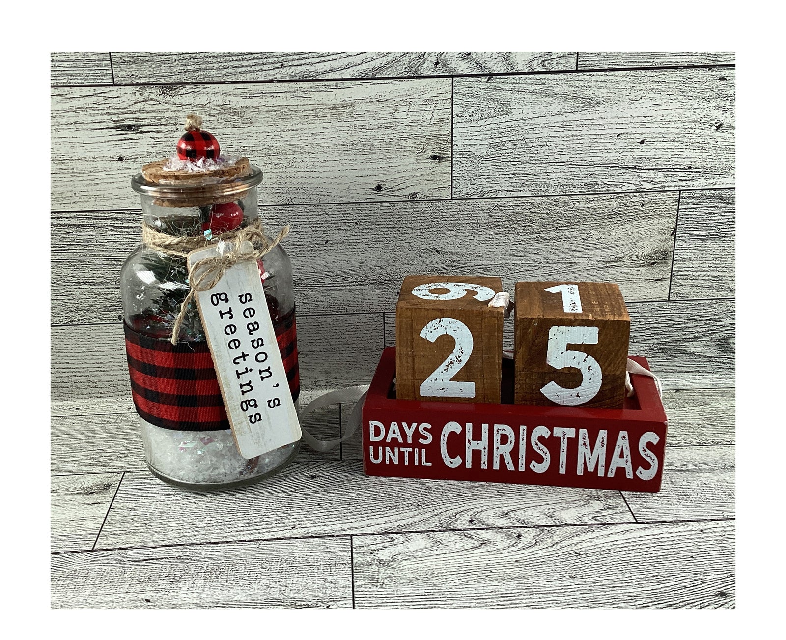 AGD  Christmas Decor - Shaker Jar Countdown Calendar Tier Tray 2pc Set