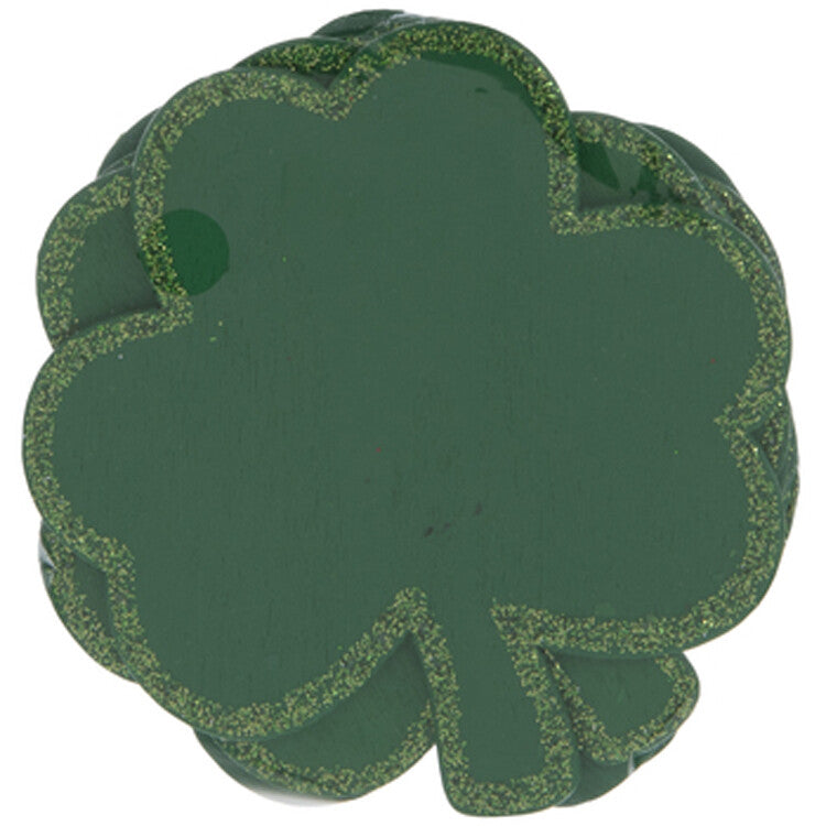 HL St Patrick's Day Decor - Green Wood Clover with Glitter 6pc Set