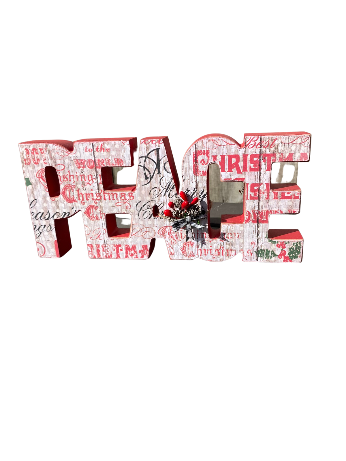 AGD Christmas Decor - Chunky Peace Joy Word Tabletop Signs 2pc Set