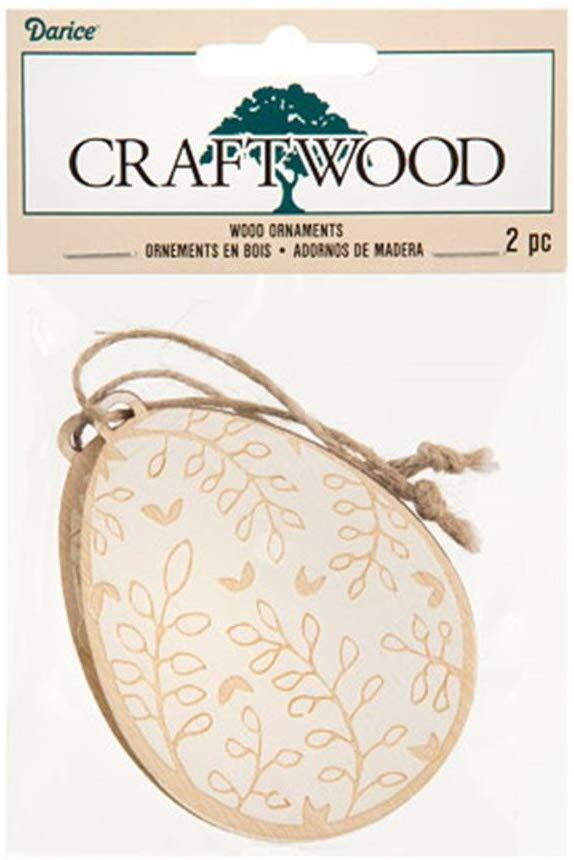 Darice Easter Craft - DIY Laser VineDesign Wood Egg Ornaments 2pc