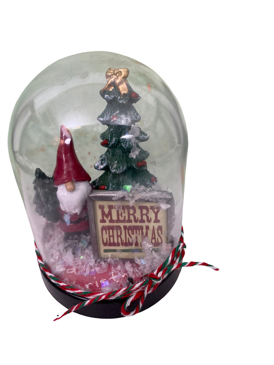 AGD Christmas Decor - Merry Resin Santa Gnome Small Dome