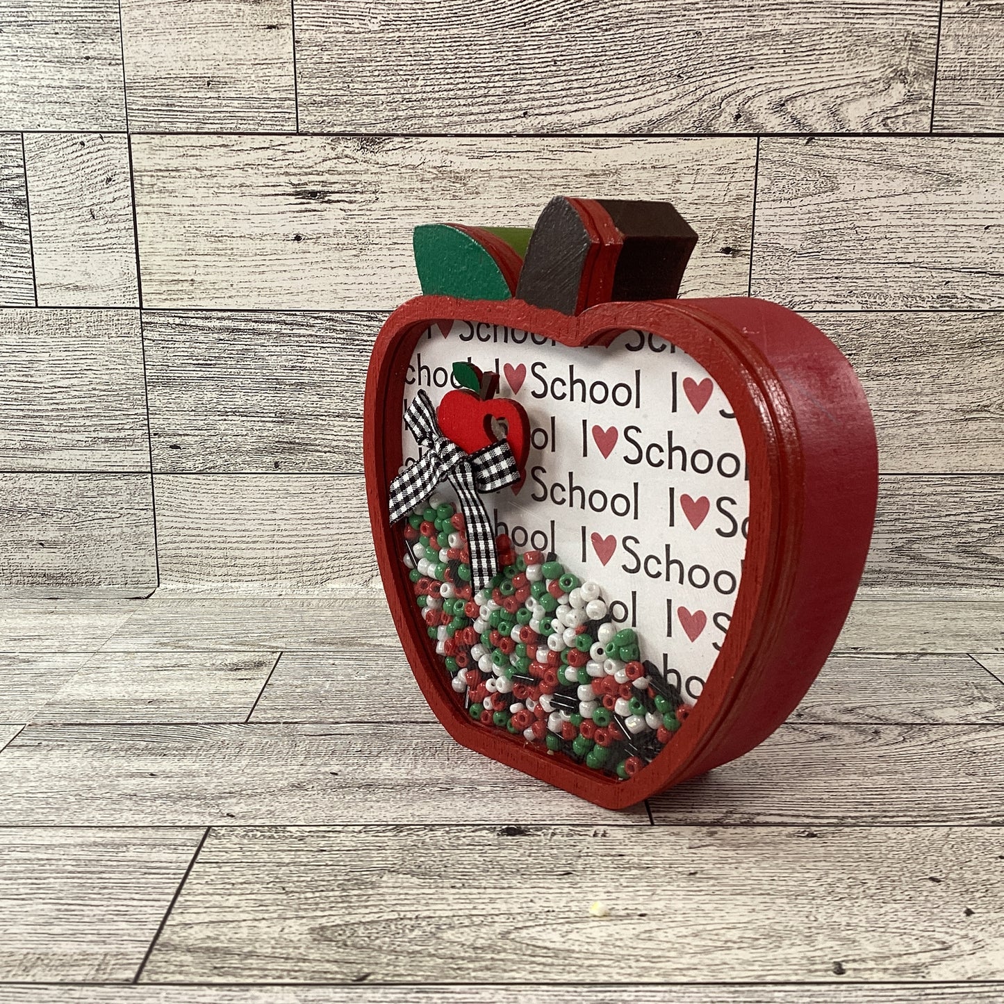 AGD Fall Decor - Teacher I Love School Chunky Wood Shaker Sitter