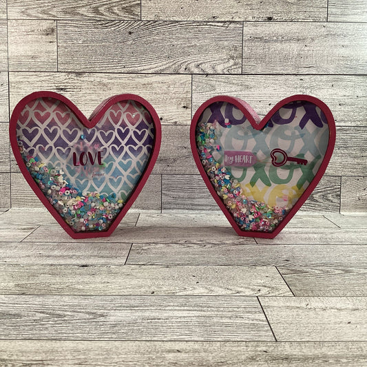 AGD Valentine Decor - Heart Shape Chunky Wood Dry Shaker 2pc Set