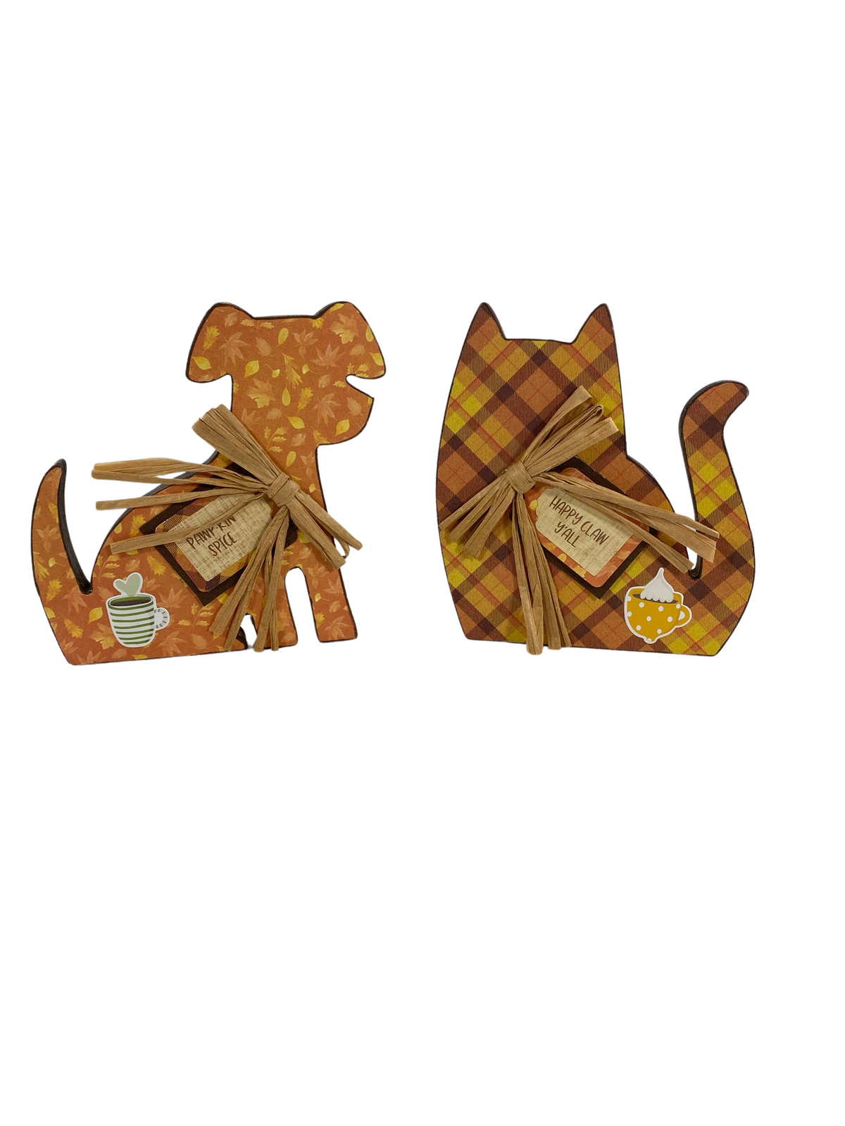 AGD Fall Decor - Pawp-kin Spice Happy Y'all Latte Wood Cat Dog 2pc Set