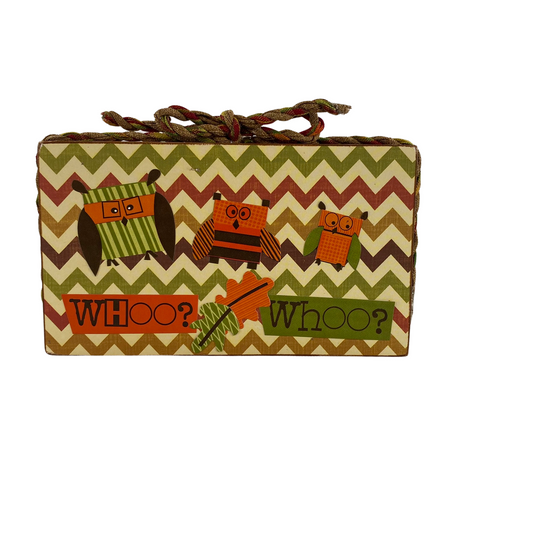 AGD Fall Halloween Decor - Whoo Whoo Owl Reversible Block Sign