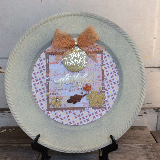 AGD Fall Decor - Grateful Neutral Color Decorative Plate