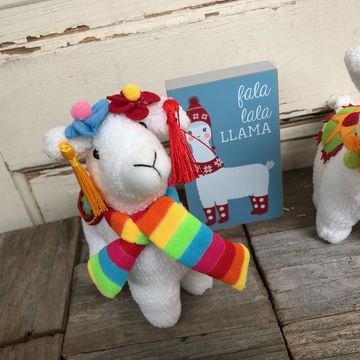 AGD Christmas Decor - Plush Stuffed Llama & Sign 4pc Bundle