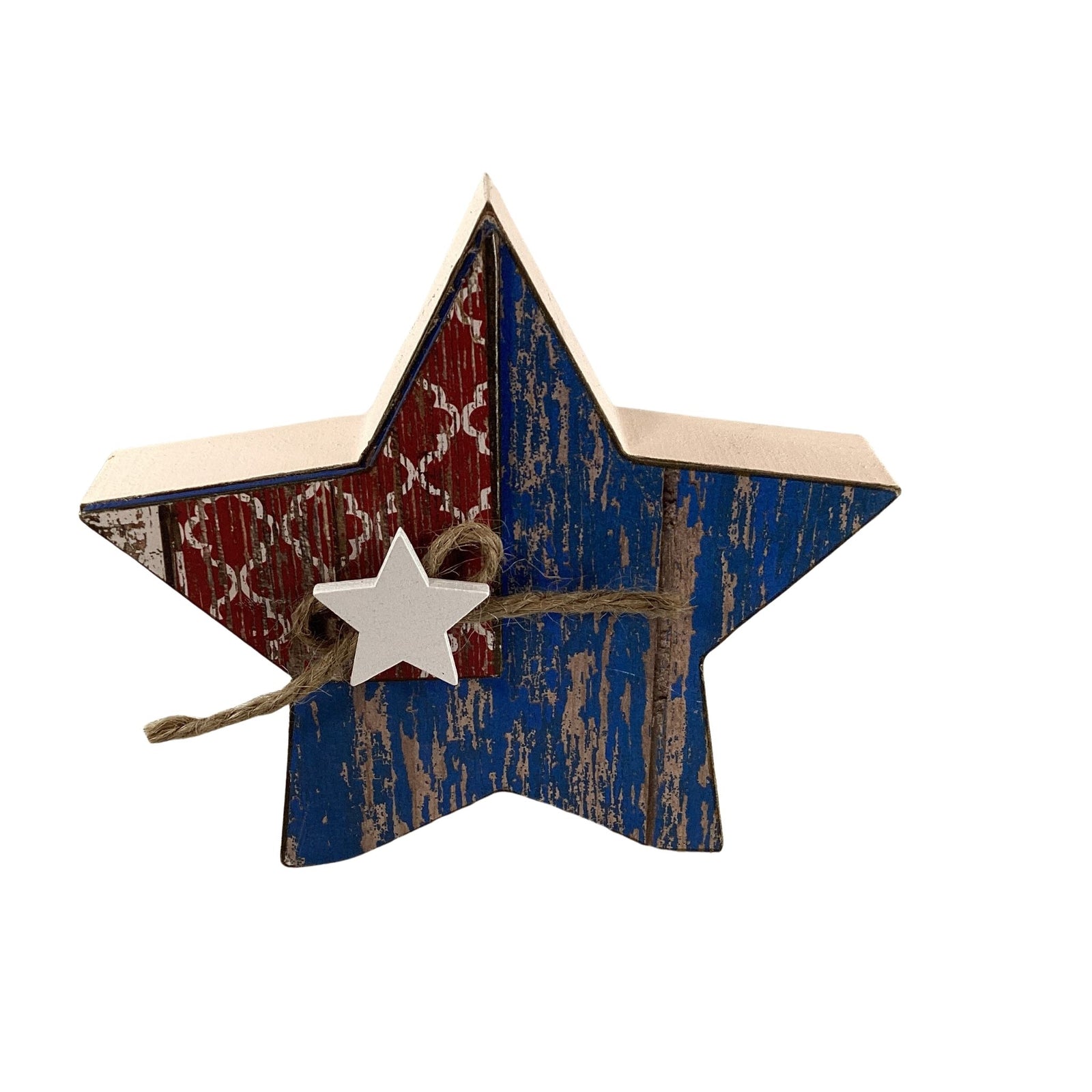 AGD Patriotic Decor -  Weathered July 4th Chunky Stars Tier Tray 3pc