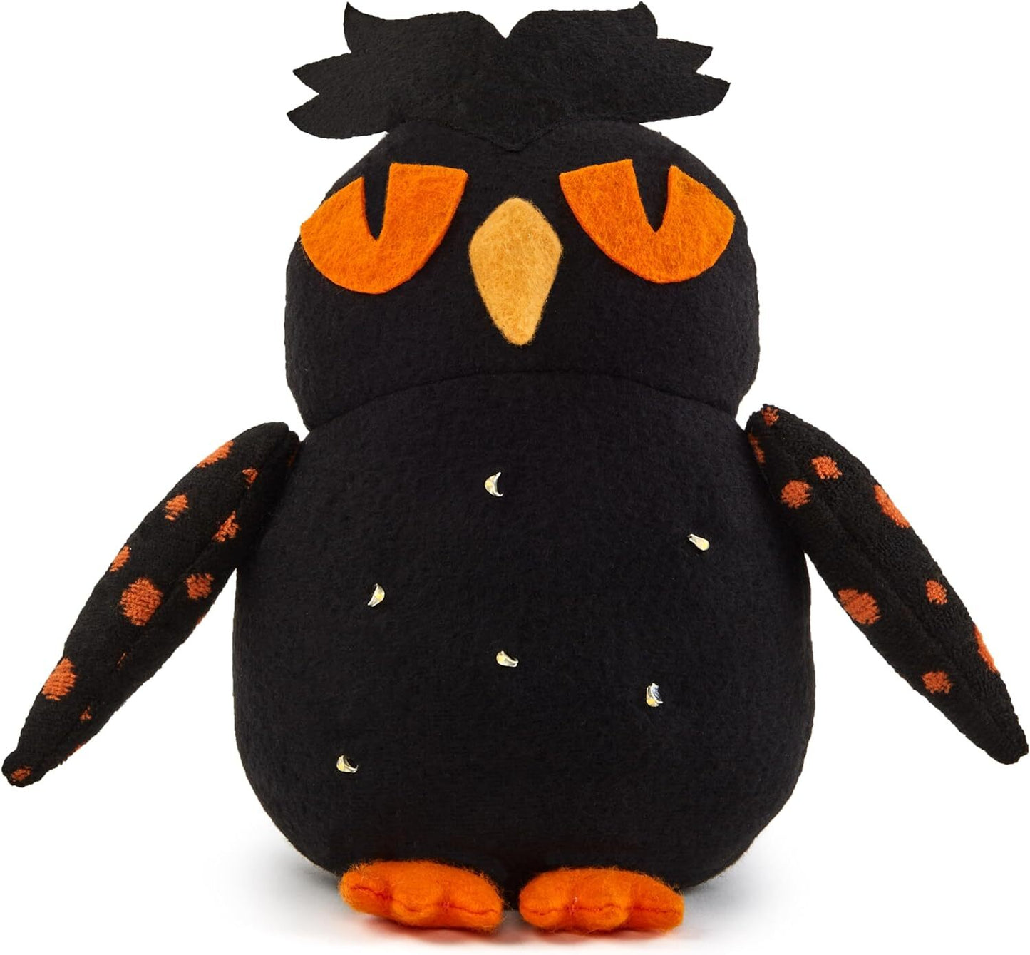 LC Halloween Decor - B/O Lighted Felt Black Owl Plush Sitter