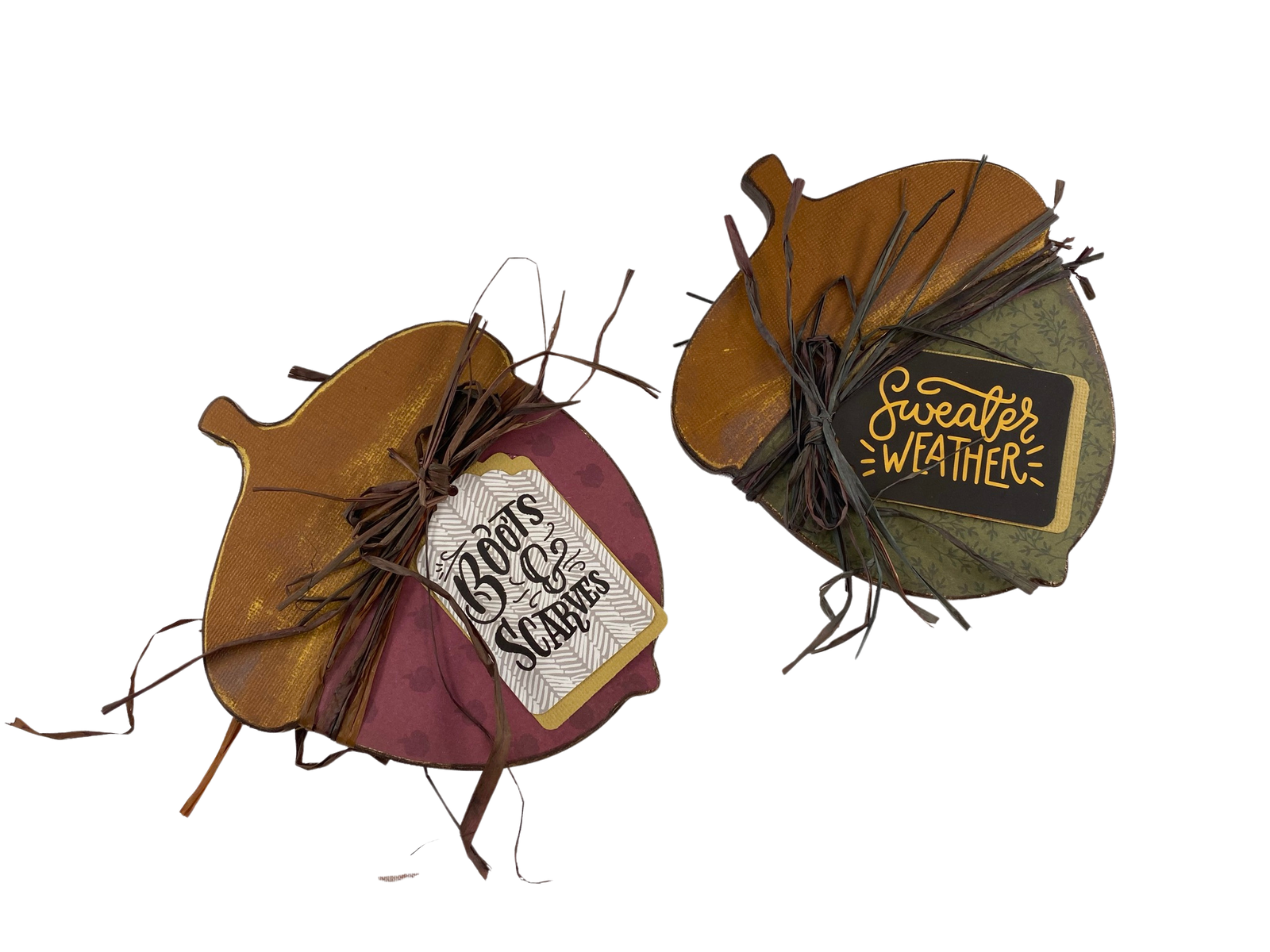 AGD Fall Decor - Fall Give Thanks Reversible Chunky Acorn Sitters 2pc Set