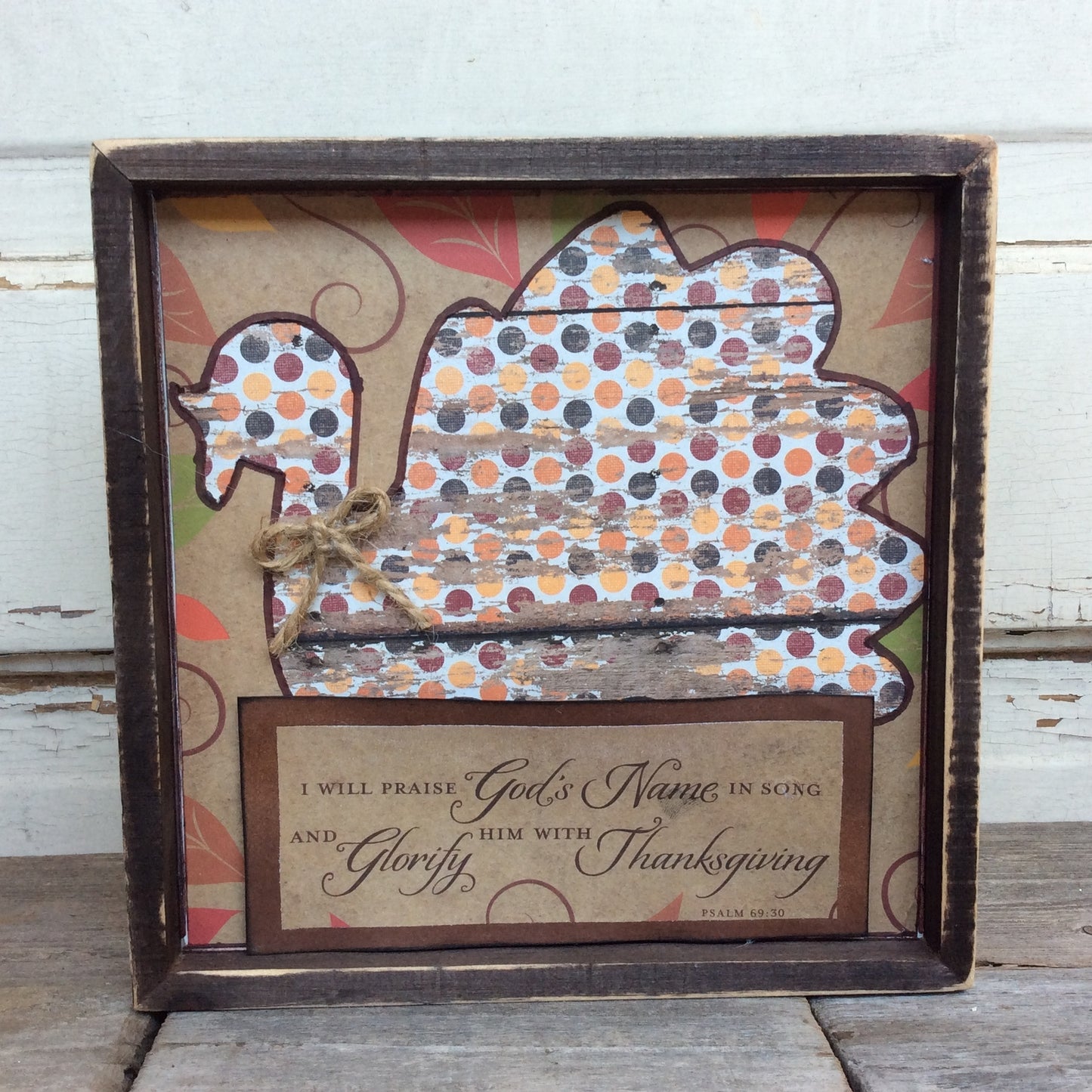 AGD Fall Decor -  Prim Praise Glorify God's Name Turkey Inset Sign