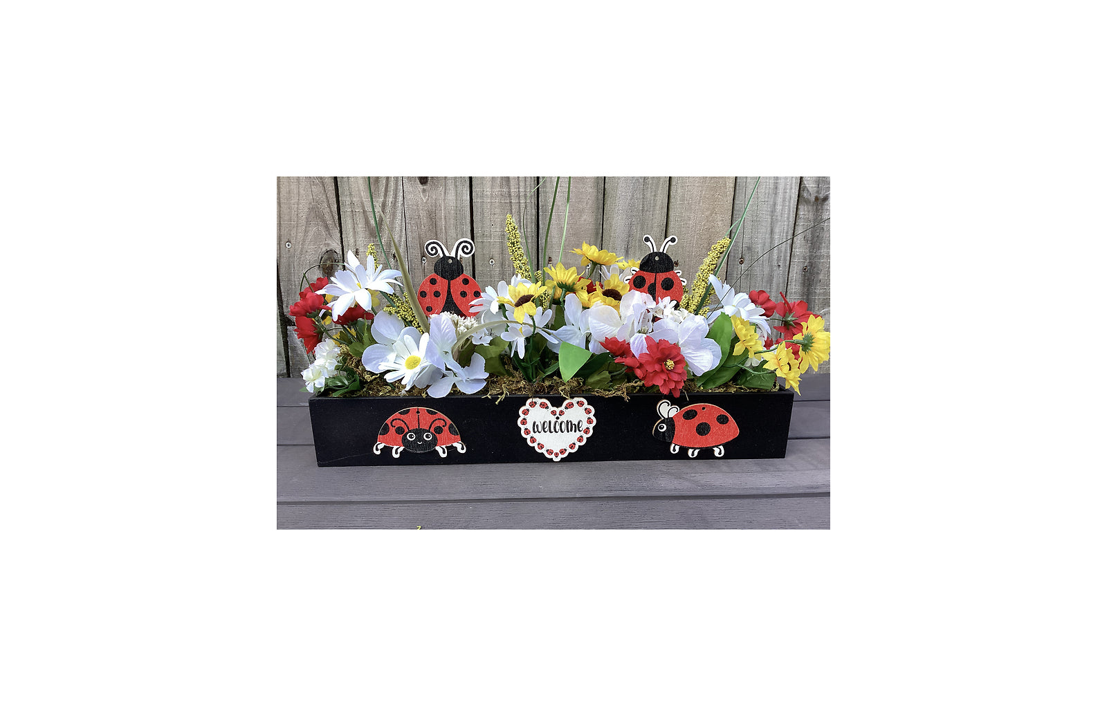 AGD Spring Decor - Welcome Summer Lady Bug Floral Display Centerpiece