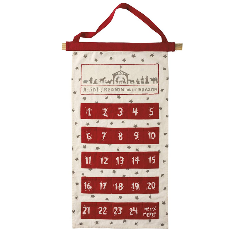 PBK Christmas Decor - Nativity Countdown Advent Canvas Wall Hanger