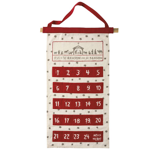 PBK Christmas Decor - Nativity Countdown Advent Canvas Wall Hanger