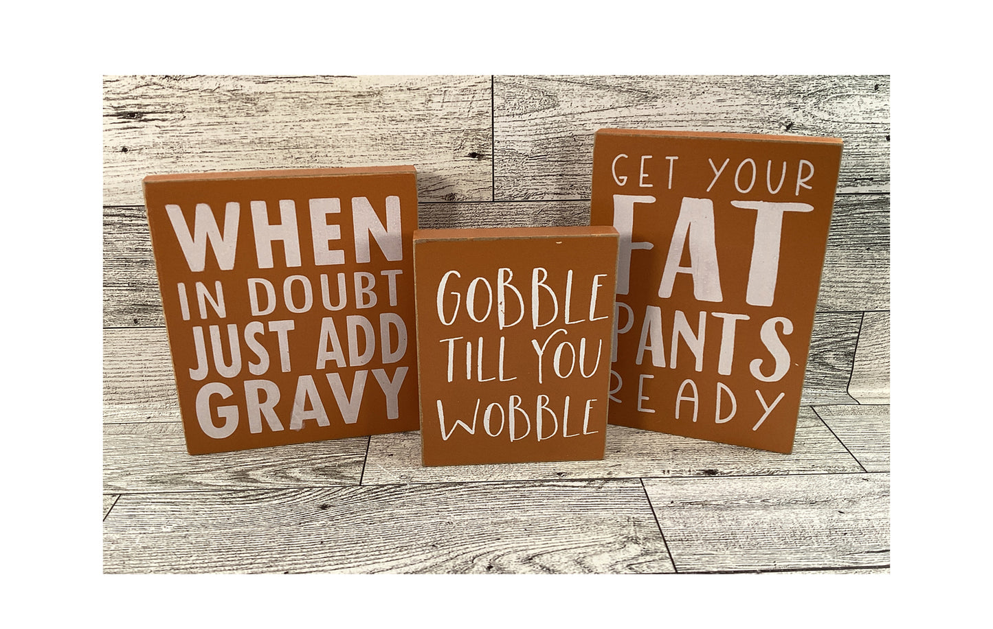 AGD Fall Decor - Wood Turkey Gobble Fat Pants Gravy Pilgrim Garland Tier Tray