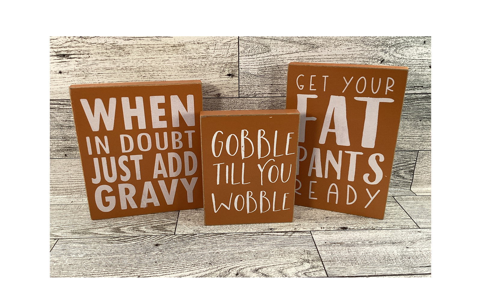 AGD Fall Decor - Wood Turkey Gobble Fat Pants Gravy Pilgrim Garland Tier Tray